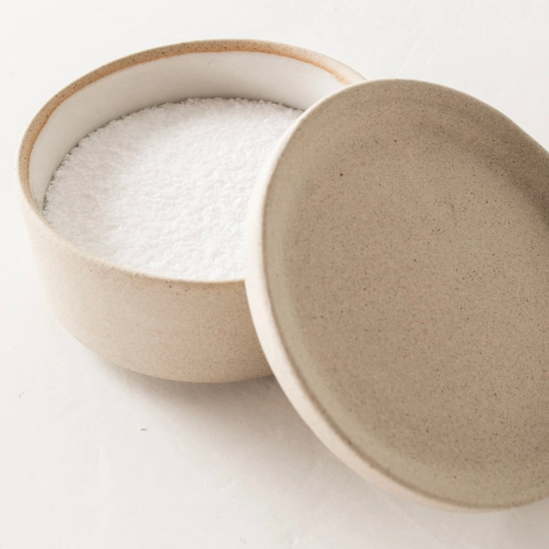 Minimal Salt Cellar Base & Lid | Raw Stoneware