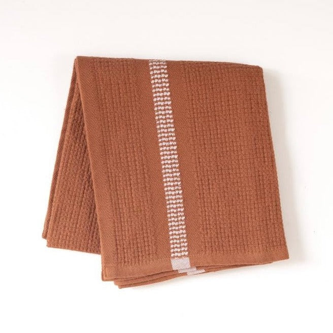 S/2 Organic Block Rib Hand Towel - Russet