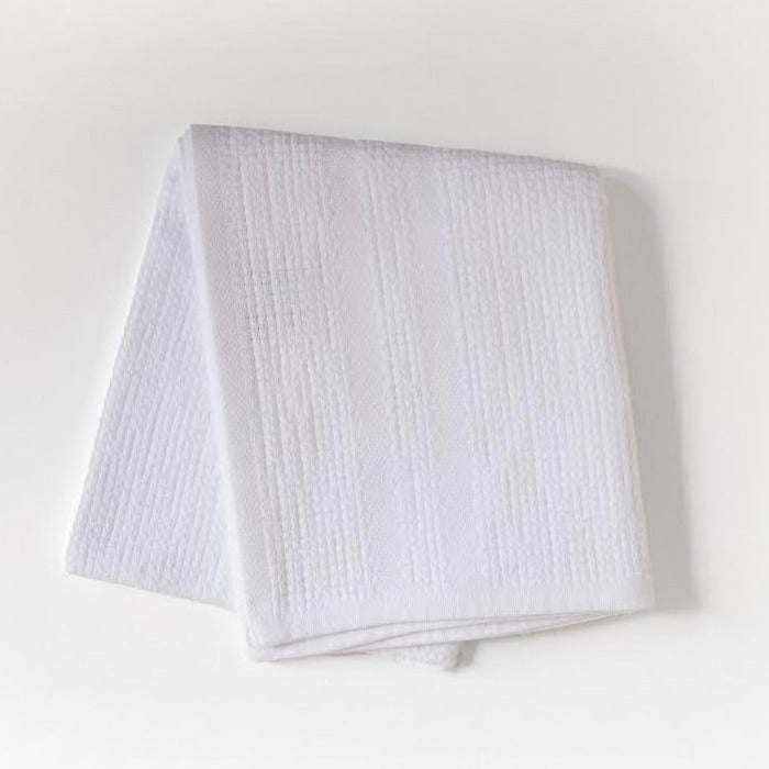 S/2 Organic Block Rib Hand Towel - White