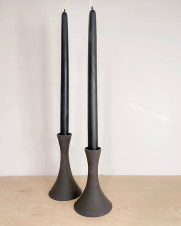 Black Clay Candle Taper Holder