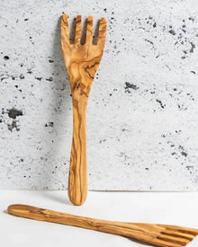  Olive Wood Serving Spatula Forks - Pair