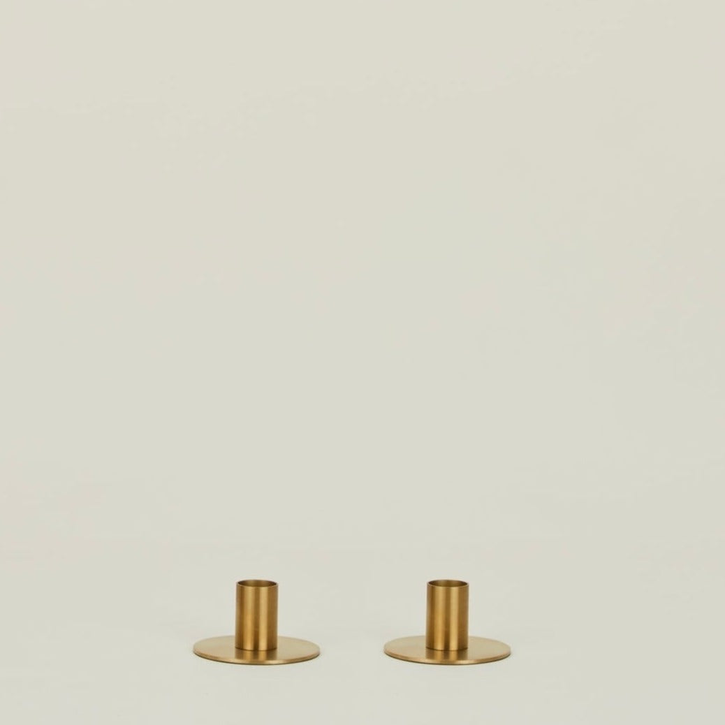 Essential Metal Candle Holders, Set Of 2 - Brass