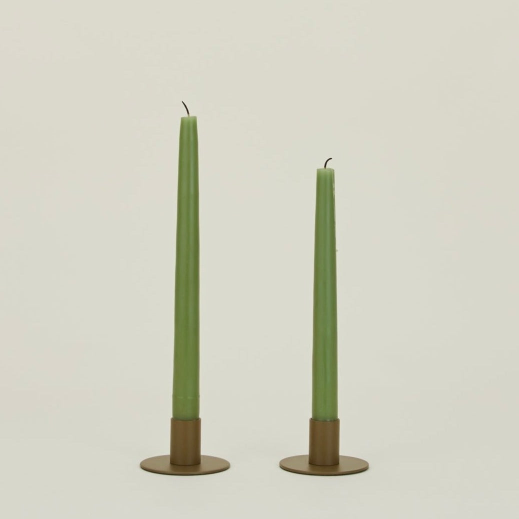 Essential Metal Candle Holders, Set Of 2 - Olive