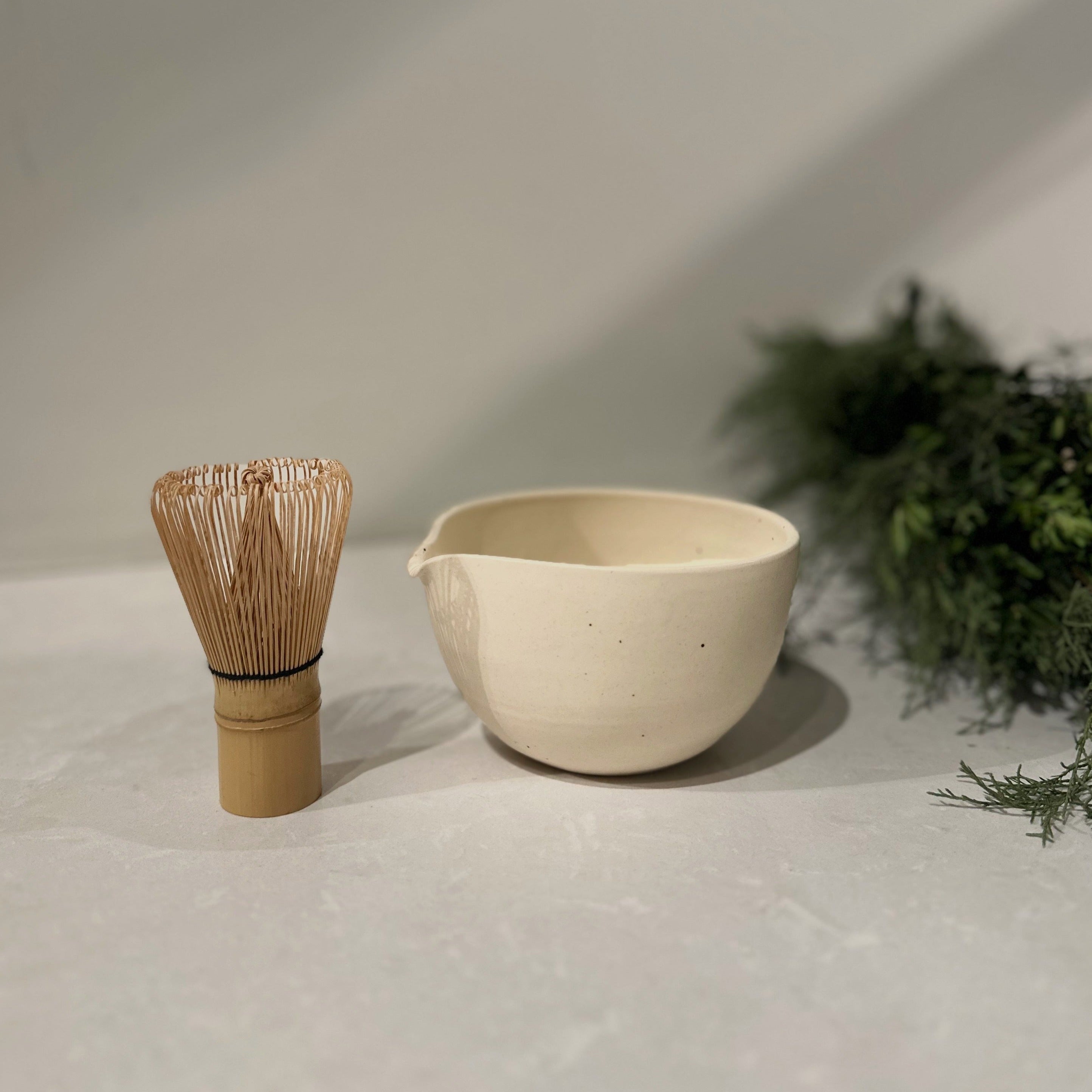 Beige Handmade Ceramic Matcha Bowl