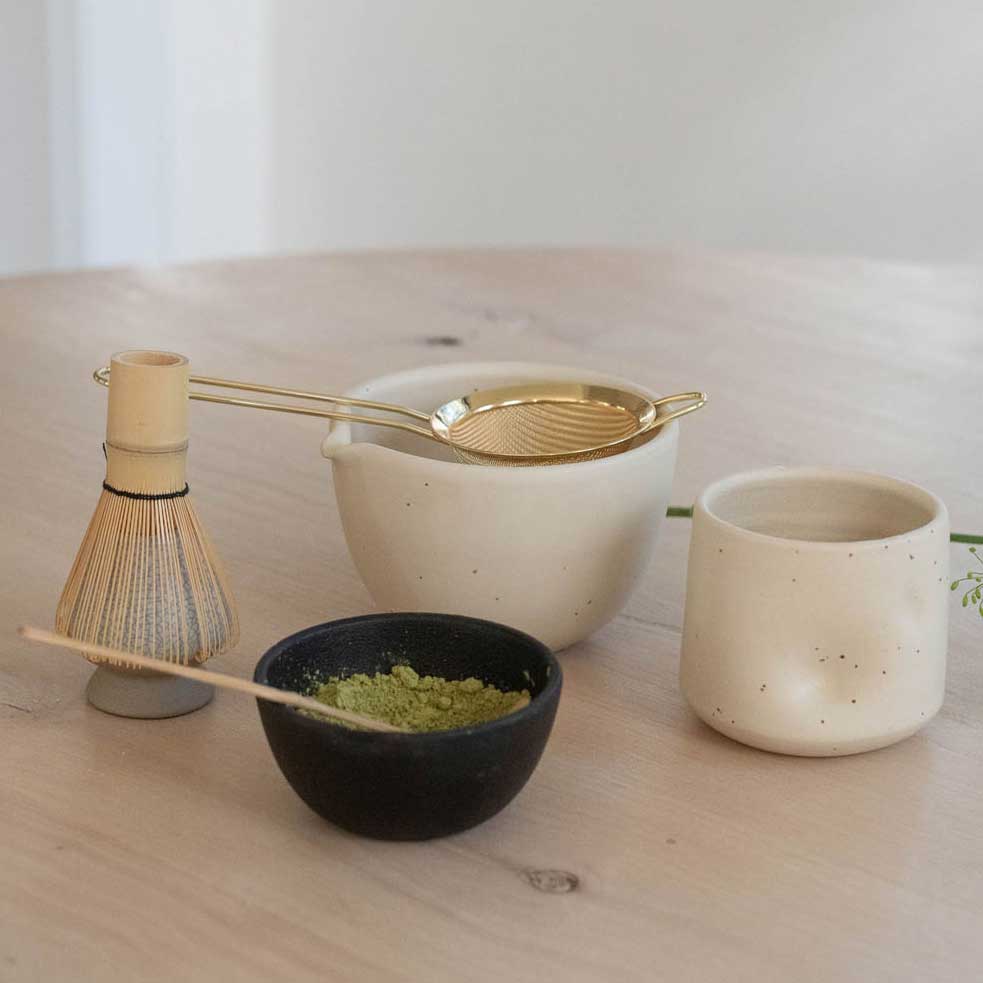 Beige Handmade Ceramic Matcha Bowl