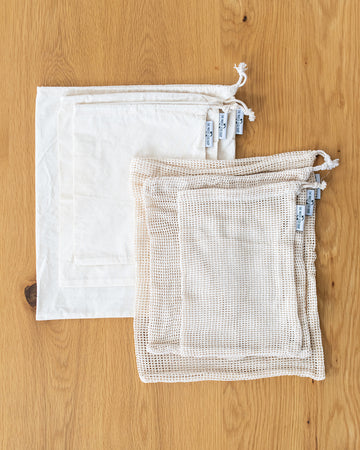 Organic Cotton Reusable Produce Bags, Set of 6